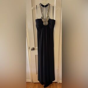 Gorgeous Black Formal Dress with Gold Embellished Neckline